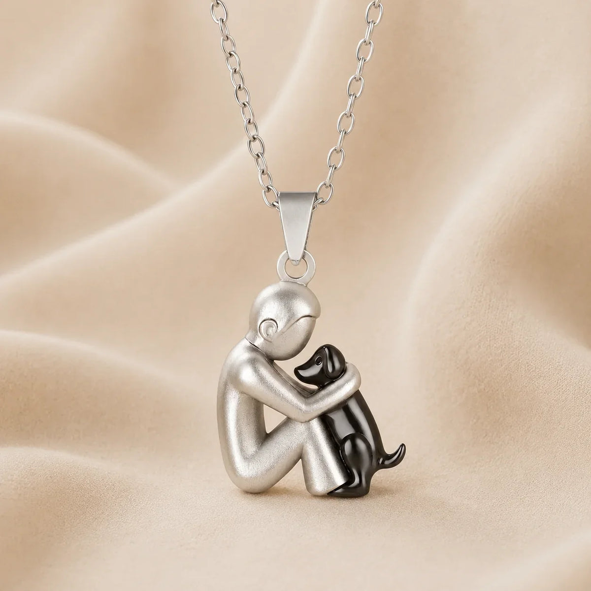 Collier Étreinte Éternelle — modèle homme, noir