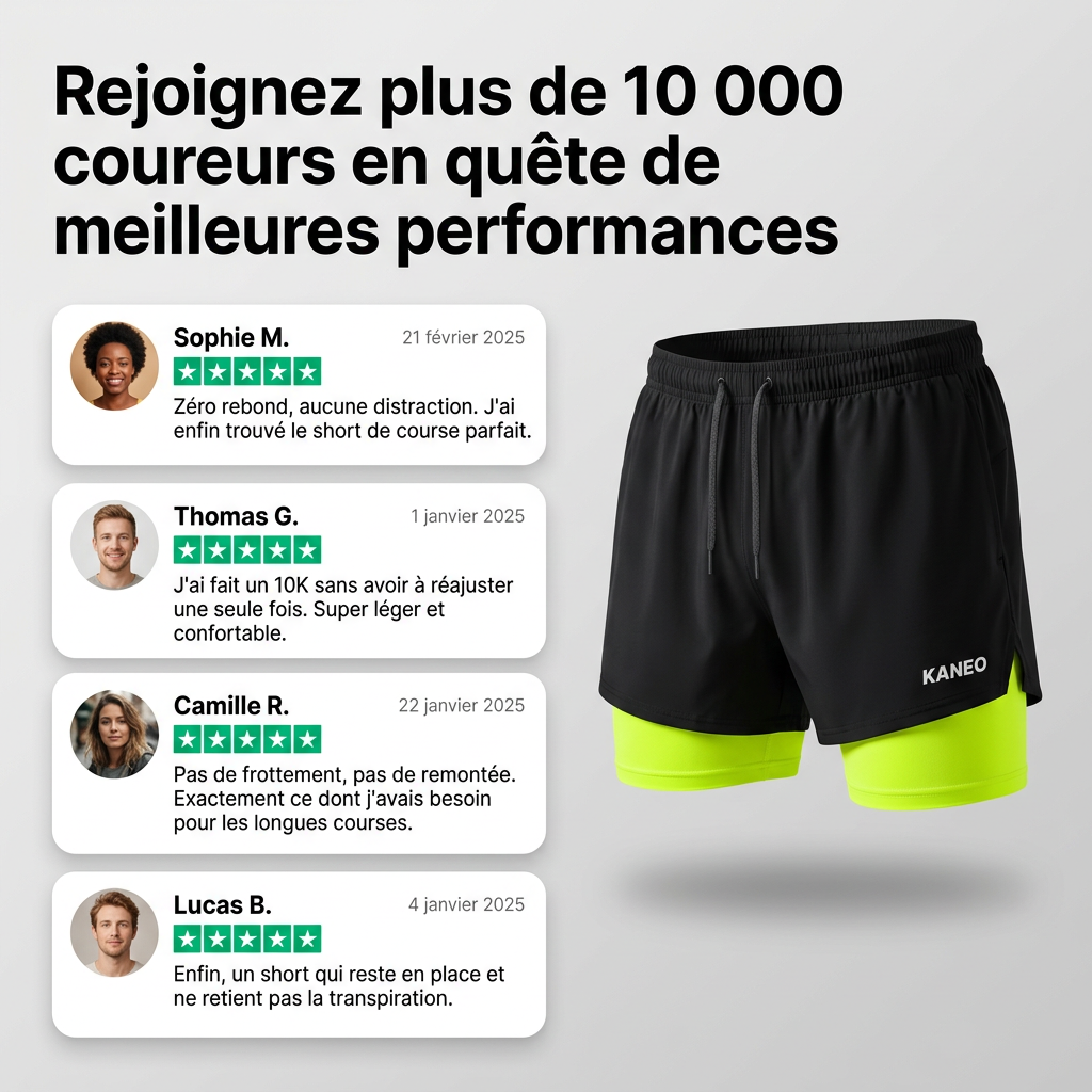 Short de running Kaneo 3-en-1